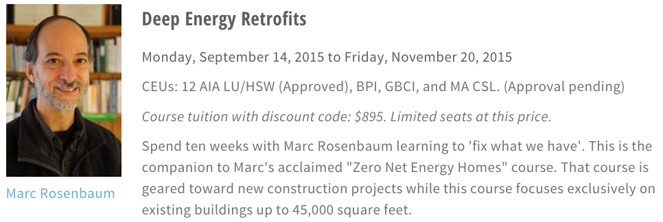 Marc Rosenbaum's new BuildingEnergy Masters Series Course